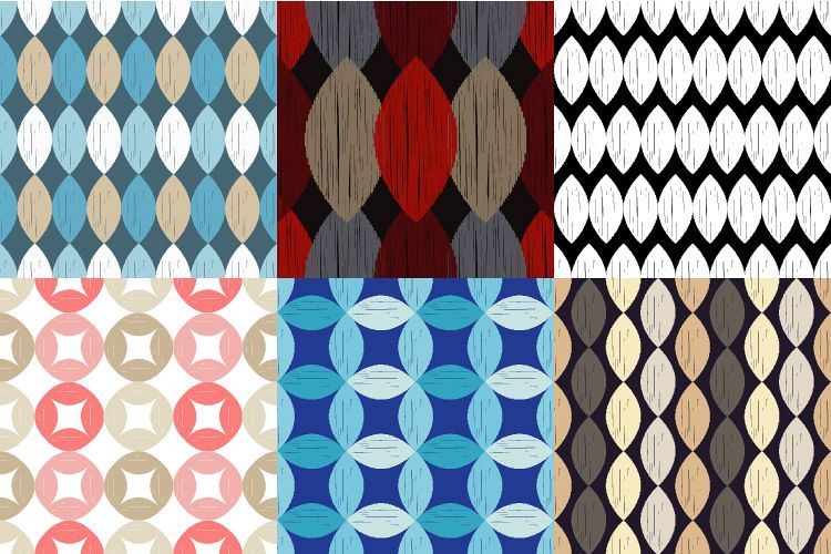Set of 6 Seamless geometric background. Scribble texture. example image 1