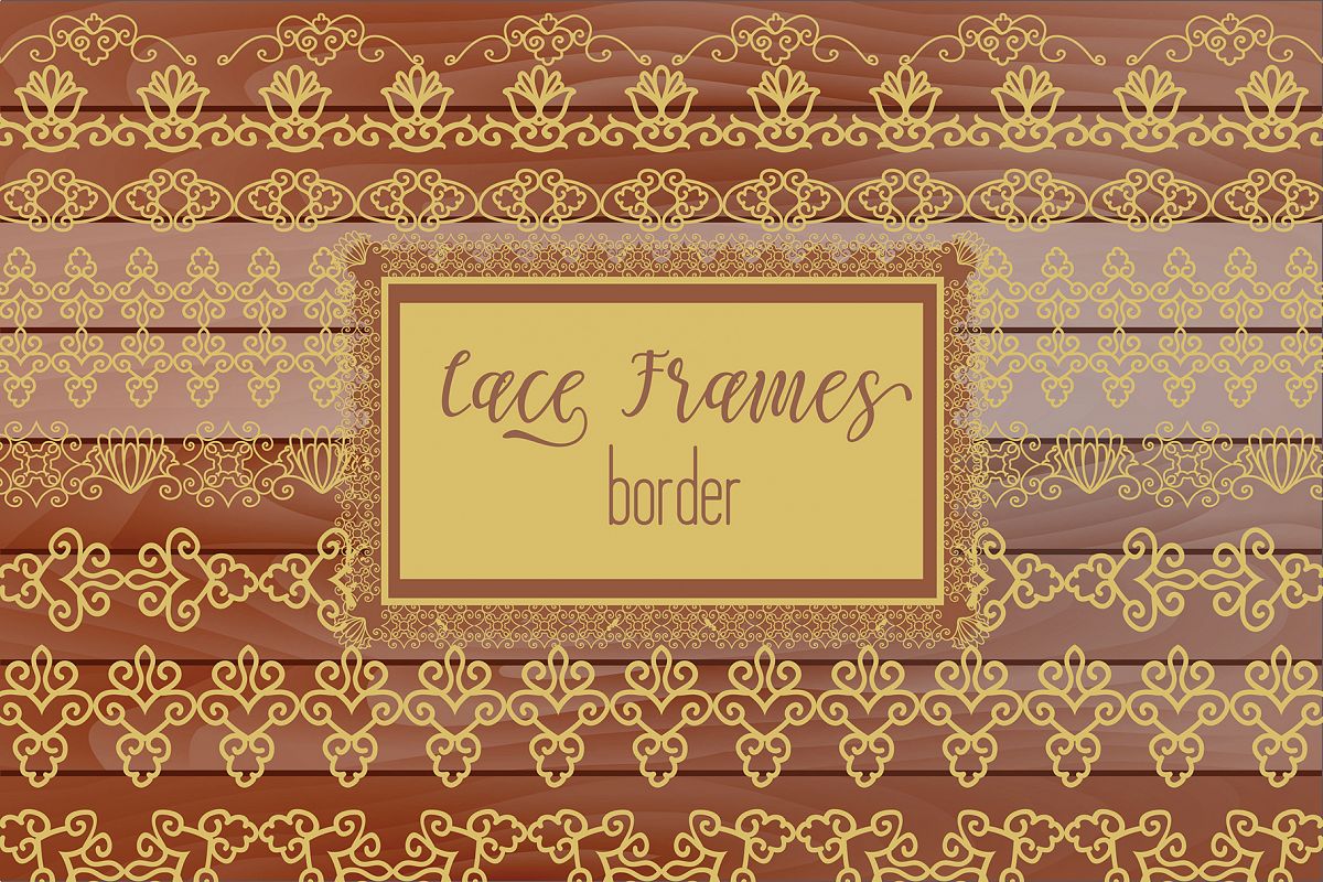 Bronze gold Lace Borders Clipart & Vectors example image 1