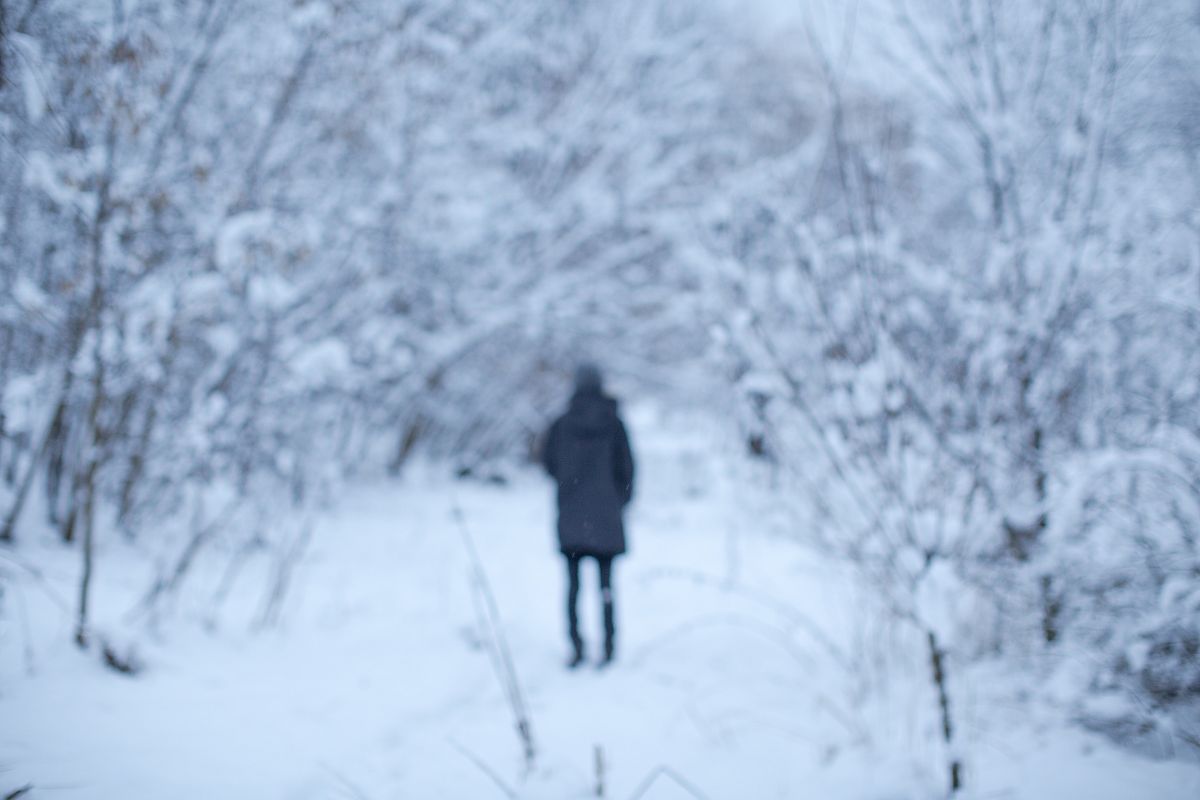 Blurred girl in snow forest example image 1