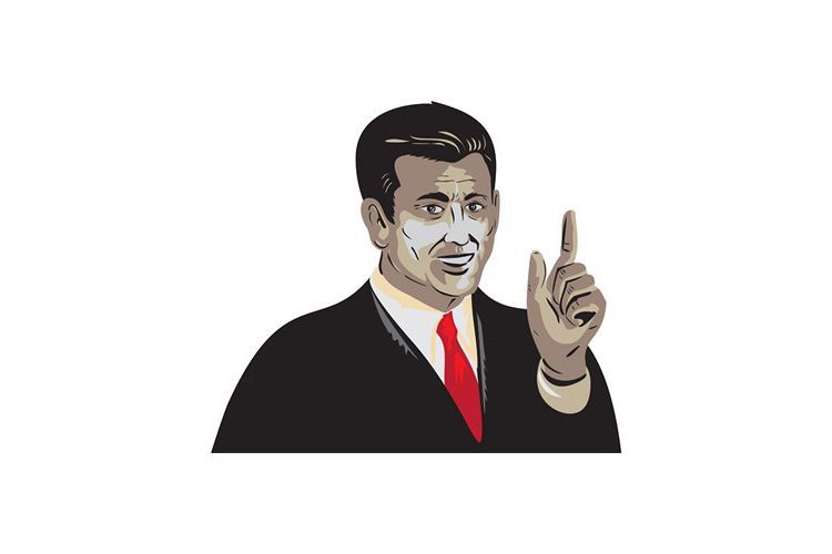 Businessman Pointing Up WPA example image 1