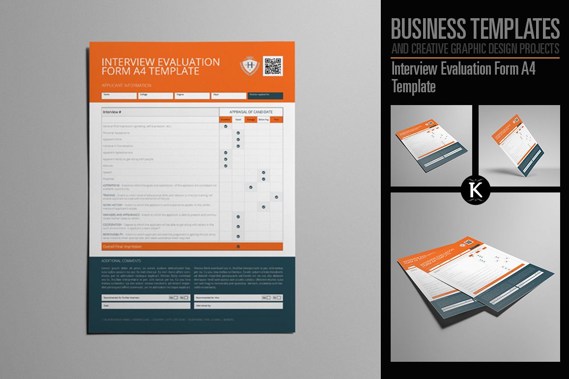 Interview Evaluation Form A4 Template example image 1
