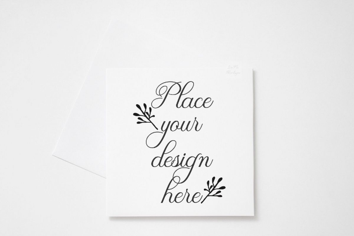 Square Greeting Card Mockup psd invitation with envelope example image 1