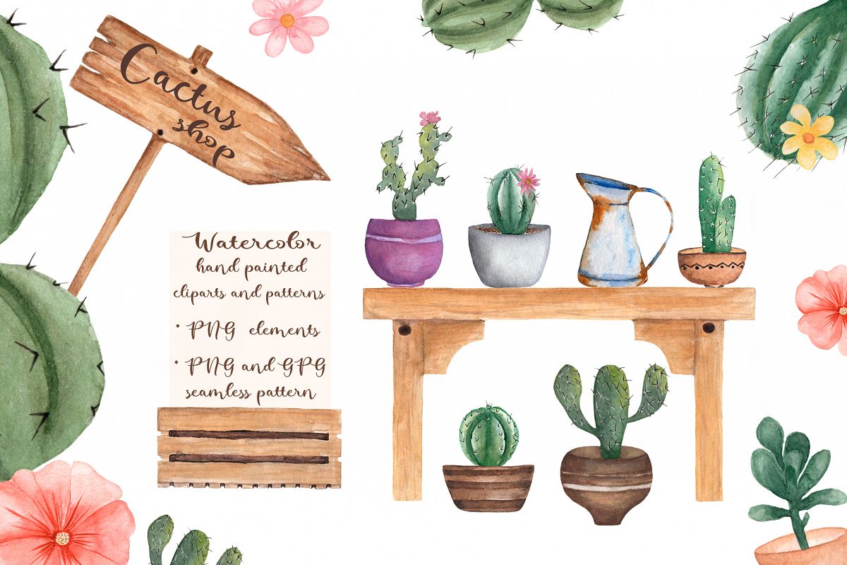 Watercolor Cactus Shop example image 1