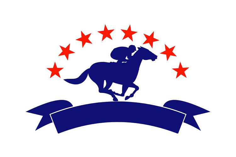 Horse and jockey racing silhouette stars example image 1