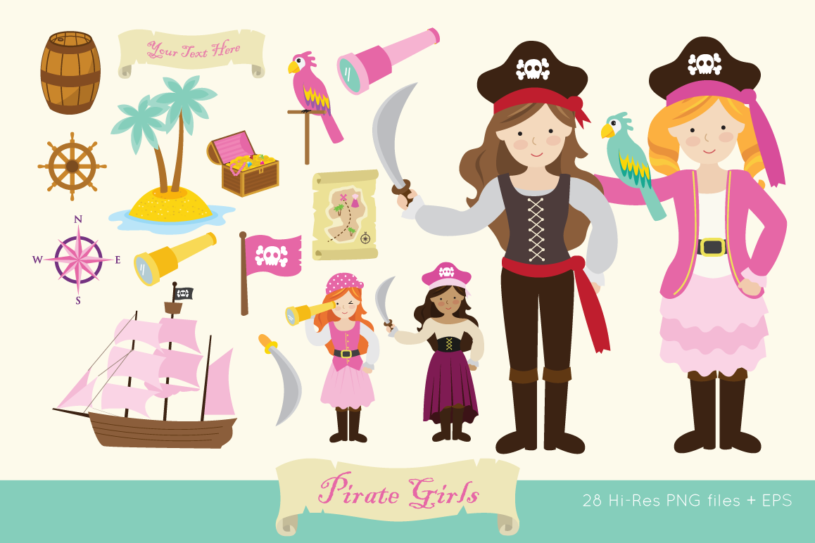 Pirate Girls Clip Art example image 1