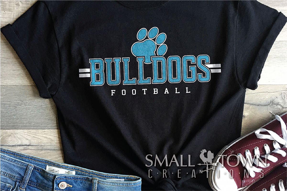 Bulldog Football, Paw Print, Team, PRINT, CUT & DESIGN example image 1