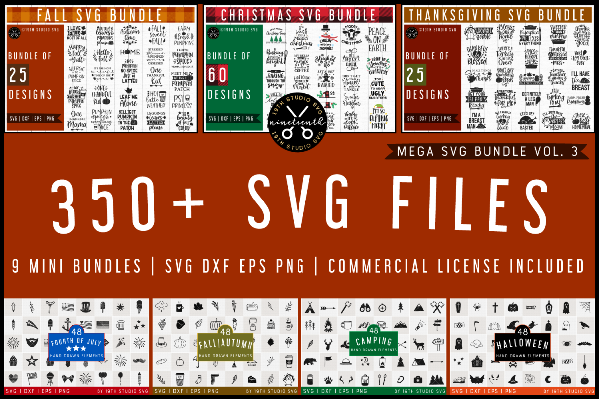 SVG Bundle | Mega SVG Bundle Vol.3 | SVG DXF EPS PNG example image 1