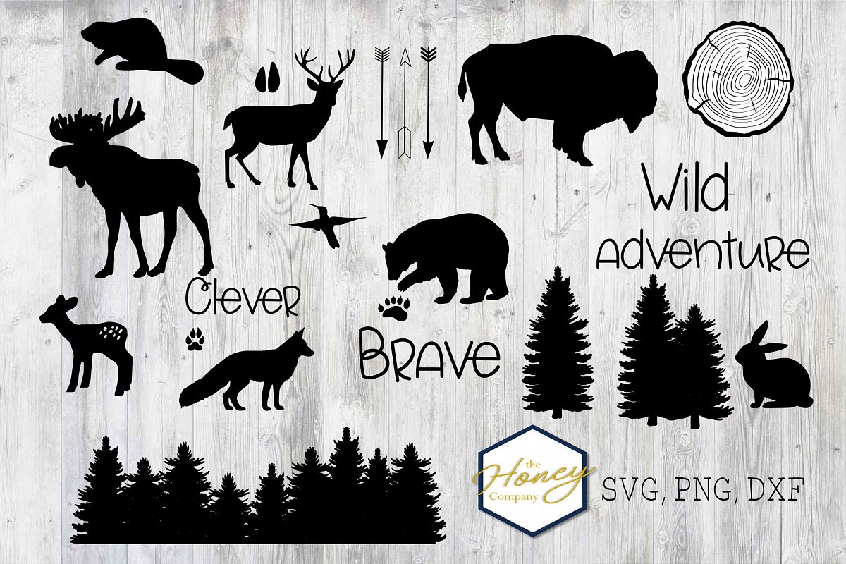 Download Woodland Animal Bundle SVG PNG DXF Nursery Shapes Bear Moose