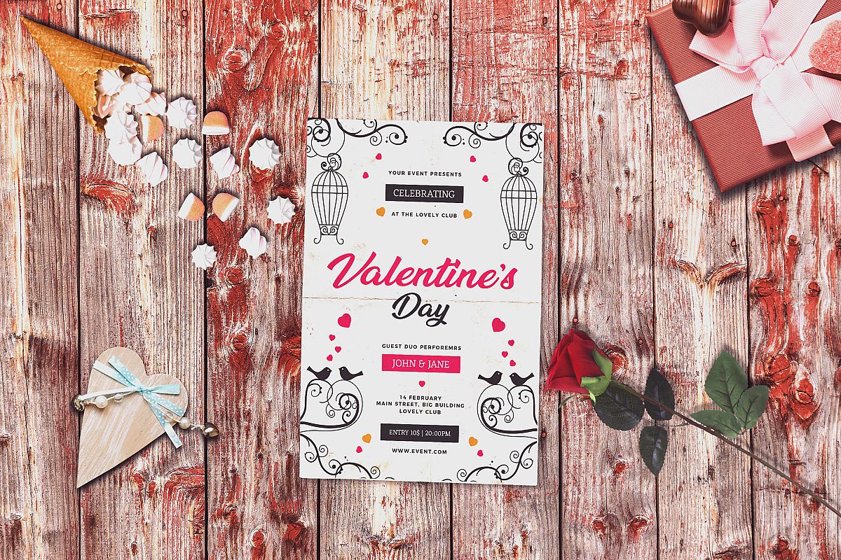Valentine Invitation Card Mock-up #2 example image 1