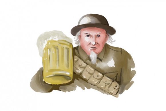 Uncle Sam WW1 Soldier Toasting Beer Watercolor example image 1