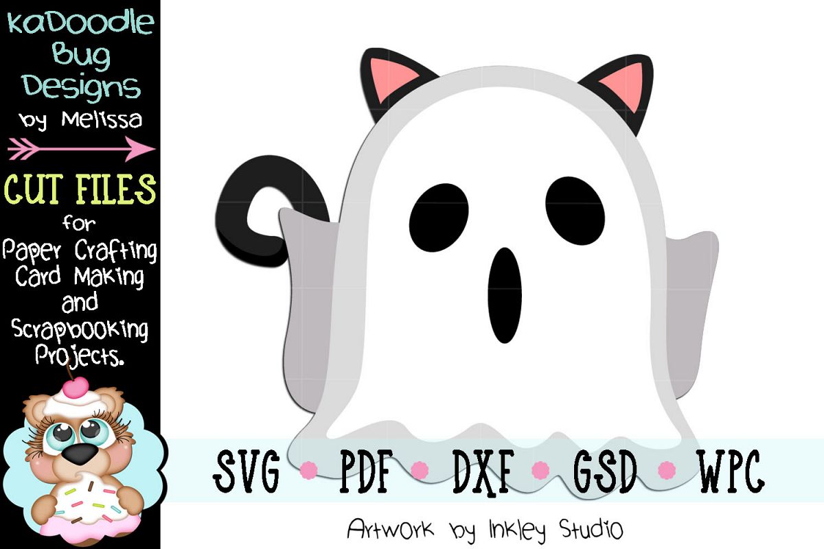 Halloween Ghost Cat Cut File - SVG PDF DXF GSD WPC example image 1