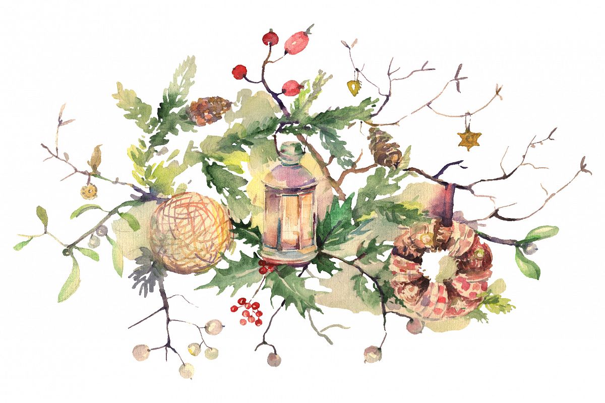 Christmas bouquet Watercolor png example image 1
