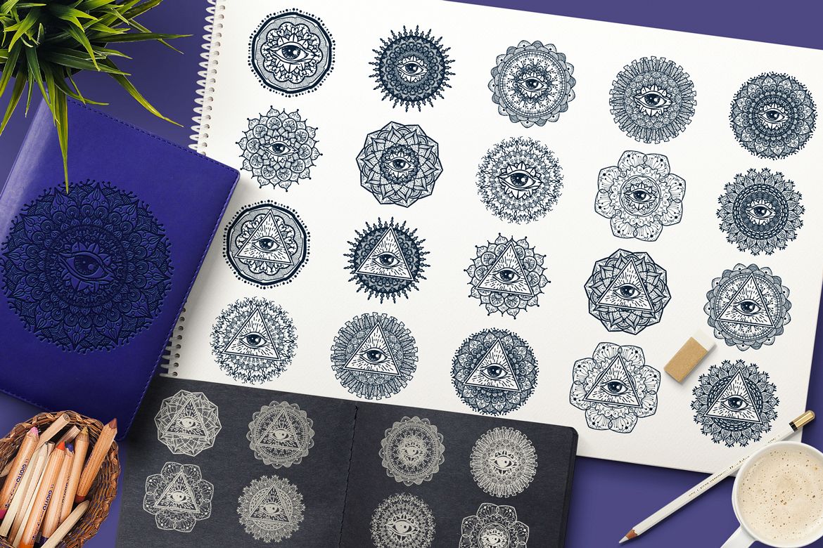 Mystical Mandala With Eye In Triangle example image 1