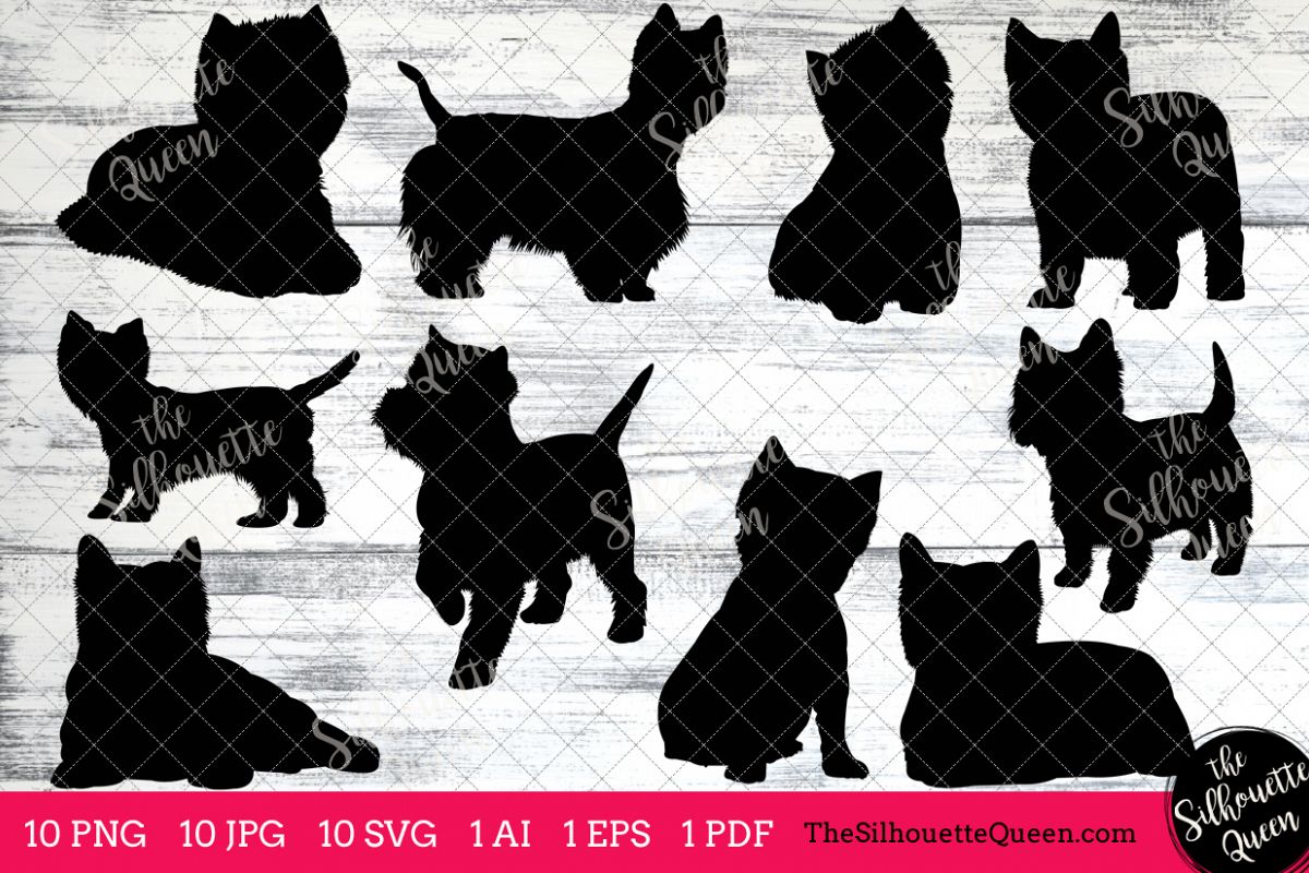 West Highland Terrier Dog Silhouette Clipart Clip Art (AI, EPS, SVGs
