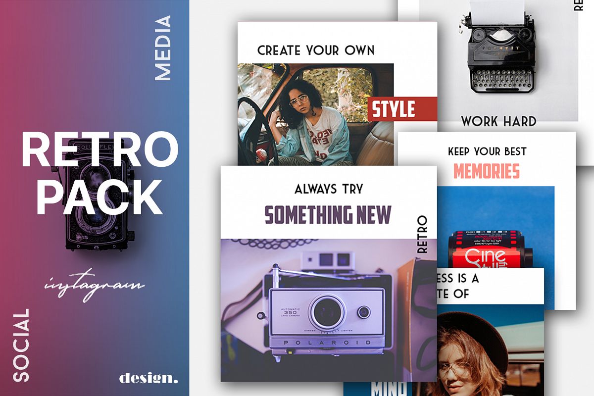Retro Instagram Templates Pack example image 1