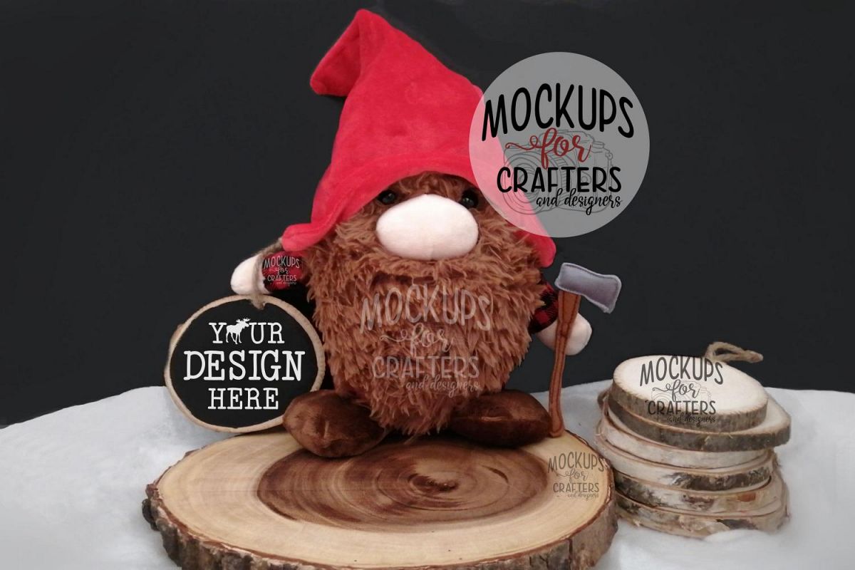 Wood Slice Ornament, Winter, Christmas, Rustic, Gnome example image 1