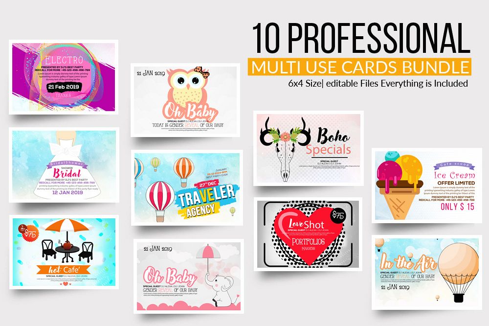 10 Multi Use Greeting Cards Bundle example image 1