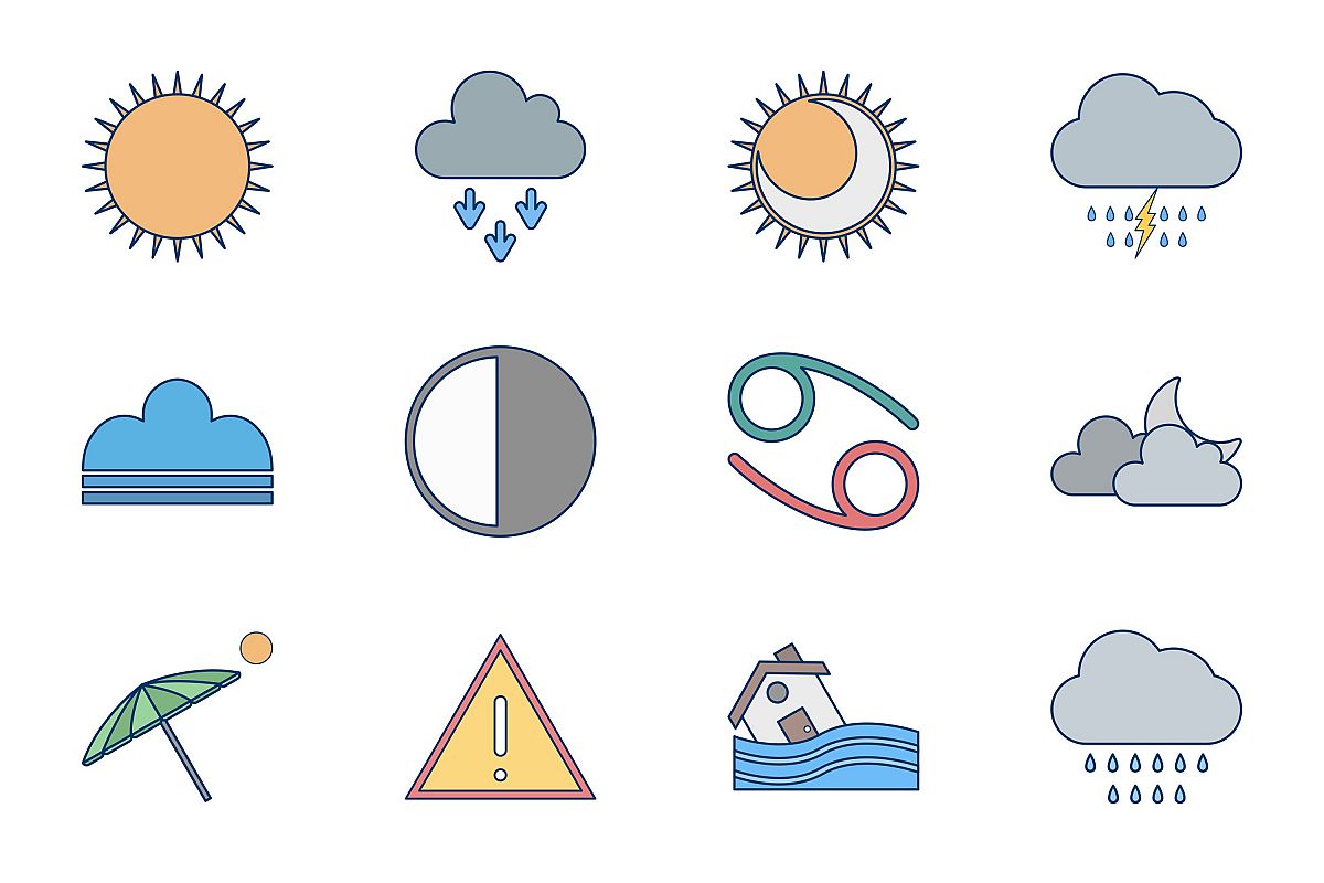Set Of Weather And Season Icons example image 1