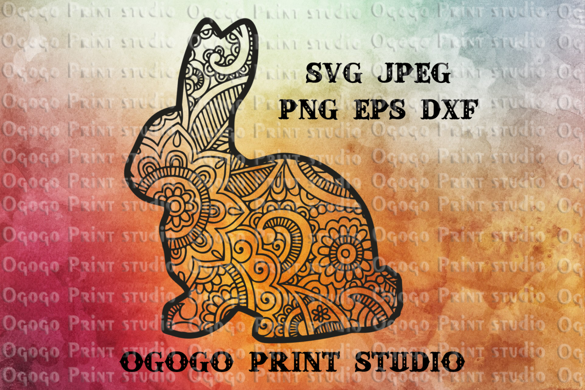 Bunny svg, Easter svg, Rabbit svg, Mandala svg,Zentangle svg example image 1