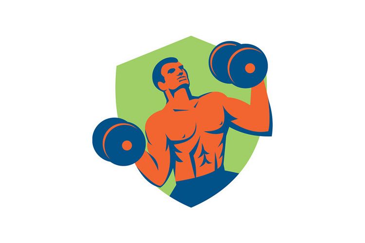 Strongman Crossfit Lifting Dumbbells Shield Retro example image 1