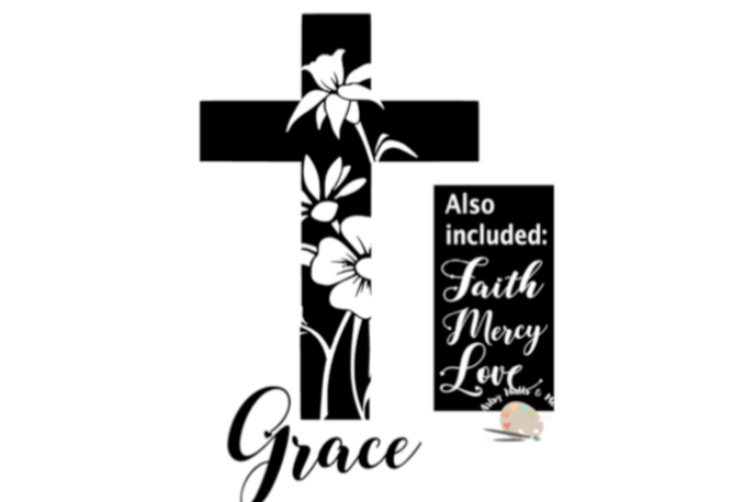 Download cross with transparent flowers svg CUT file, cross svg Christian Faith cross svg file Grace Love ...
