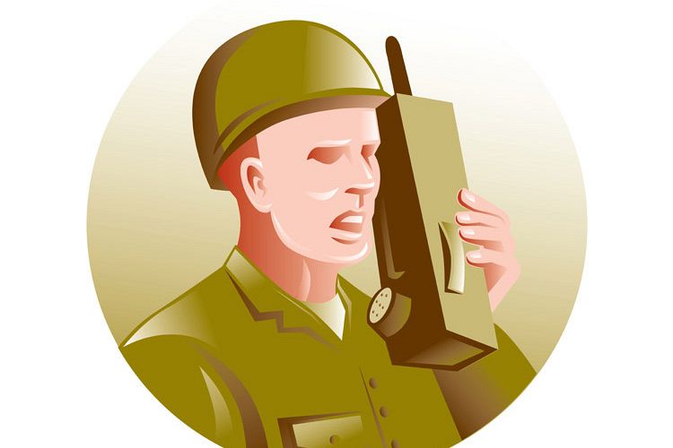 military soldier talking radio walkie-talkie example image 1