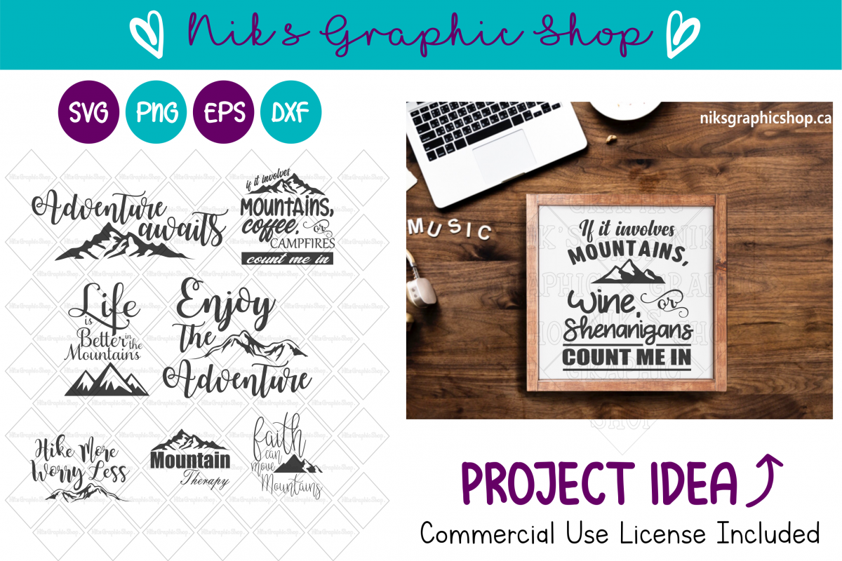 Mountains Svg, Mountain Bundle 8 for 1, Mountains Svg example image 1