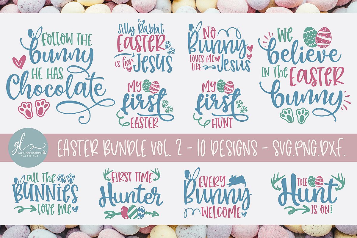 Easter Bundle Vol. 2 - 10 Easter Designs - SVG, DXF & PNG example image 1