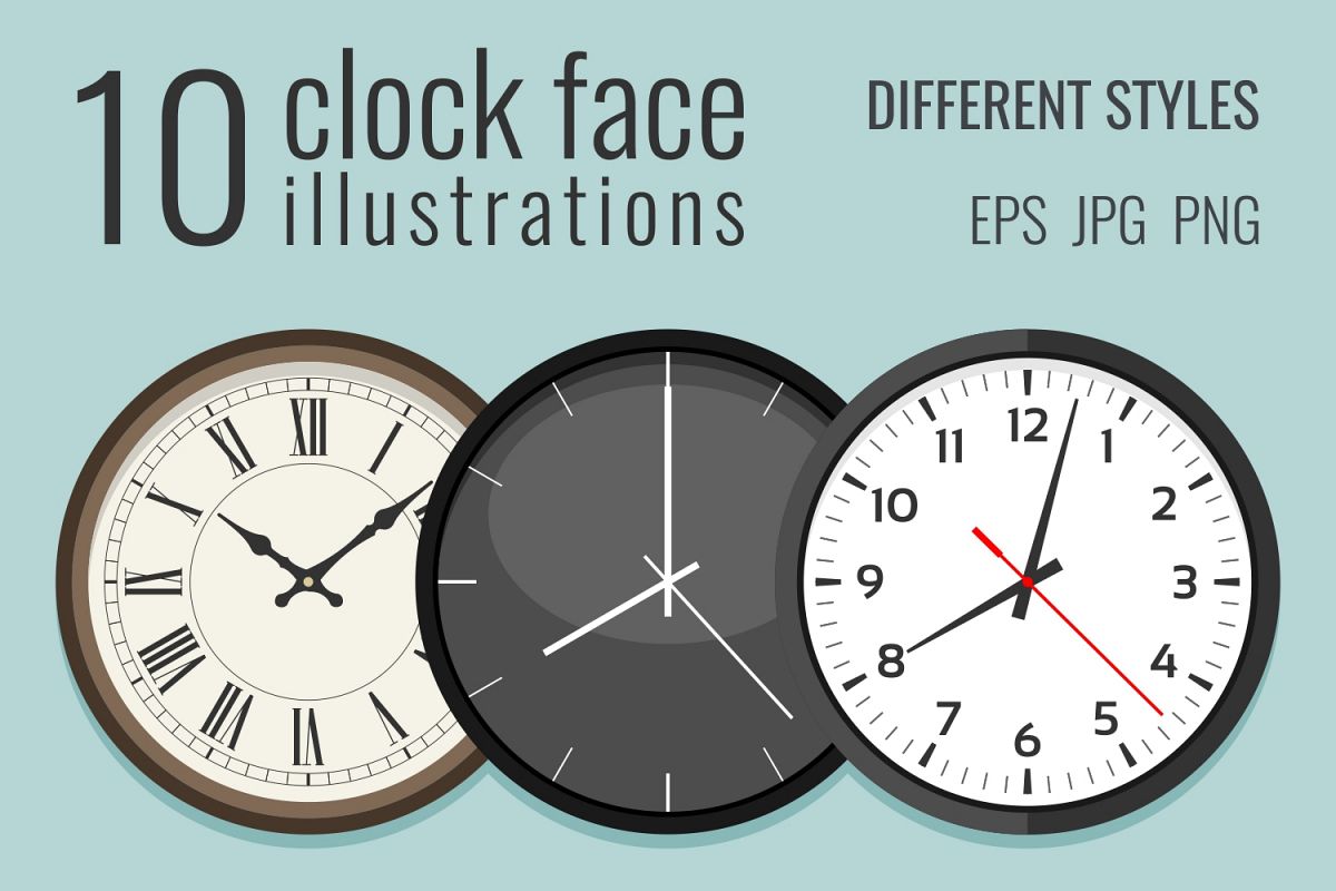 10 clock face illustrations example image 1
