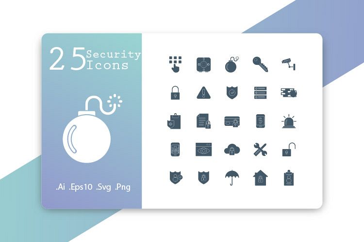 25 Security Icons Solid Design example image 1