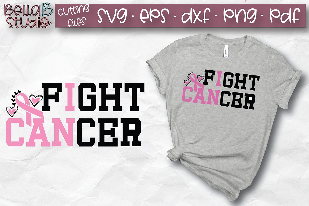 Breast Cancer SVG, I Can Fight Cancer SVG, Pink Ribbon example image 1