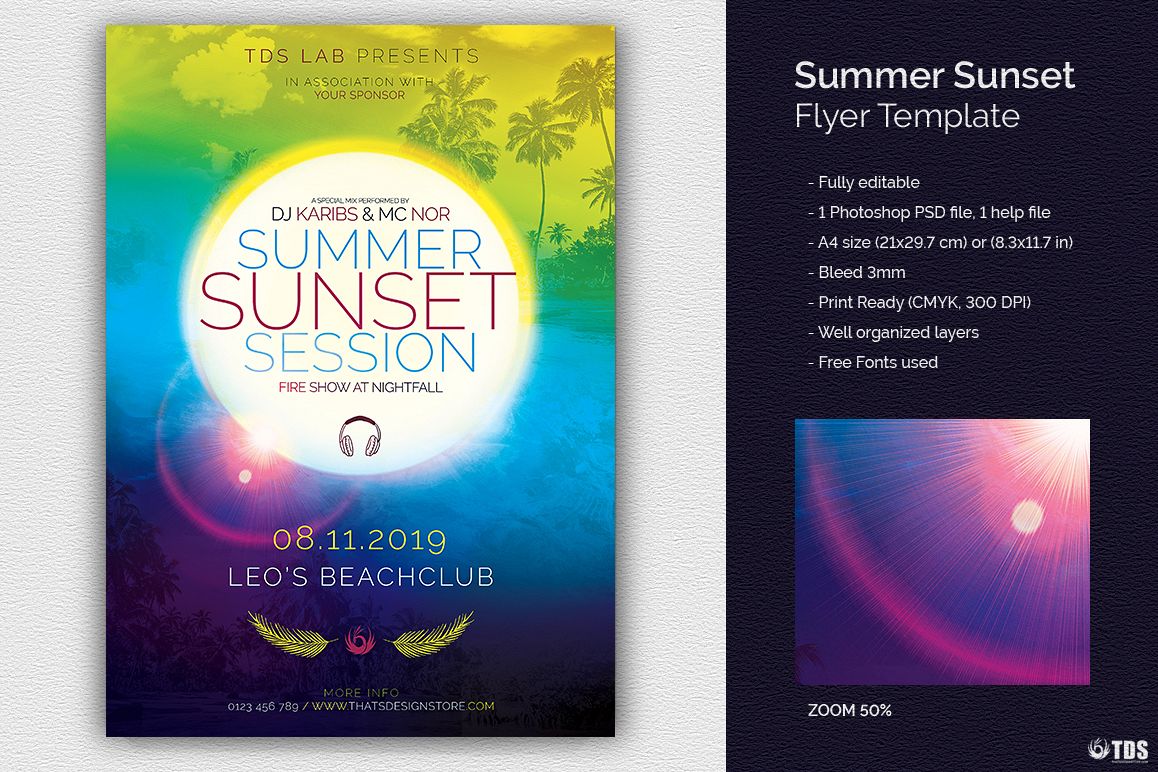 Summer Sunset Flyer Template example image 1