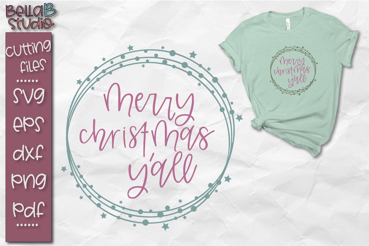 Merry Christmas Y'all SVG, Christmas Cut file example image 1