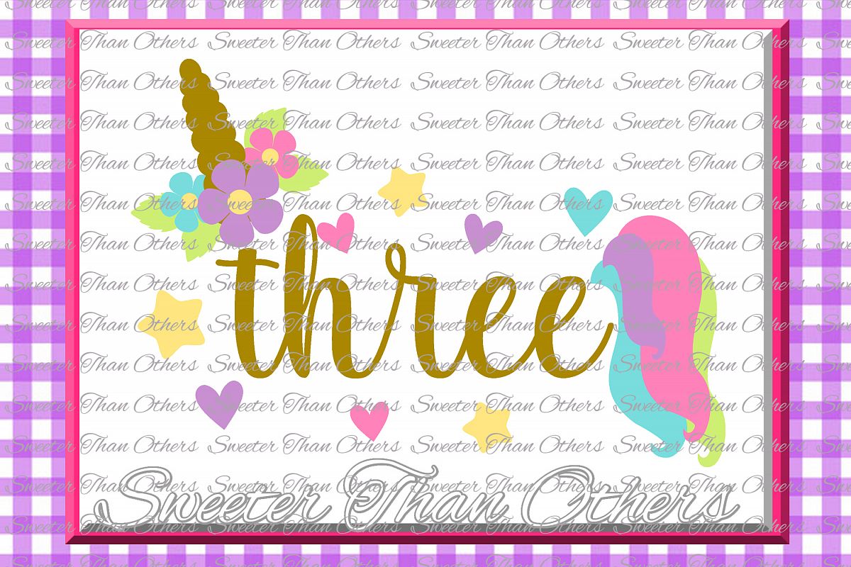 Three Birthday SVG, 3rd Birthday Unicorn svg example image 1
