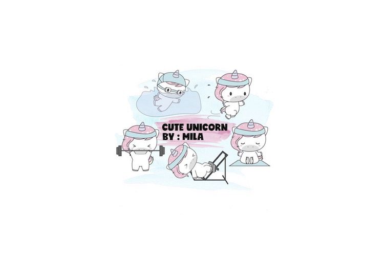 KAWAII UNICORN CLIPART BUNDLE PNG example image 1
