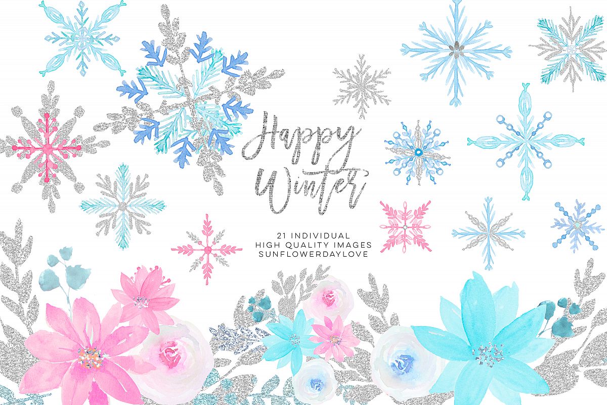 Winter onederland clipart, winter snowflakes clipart example image 1