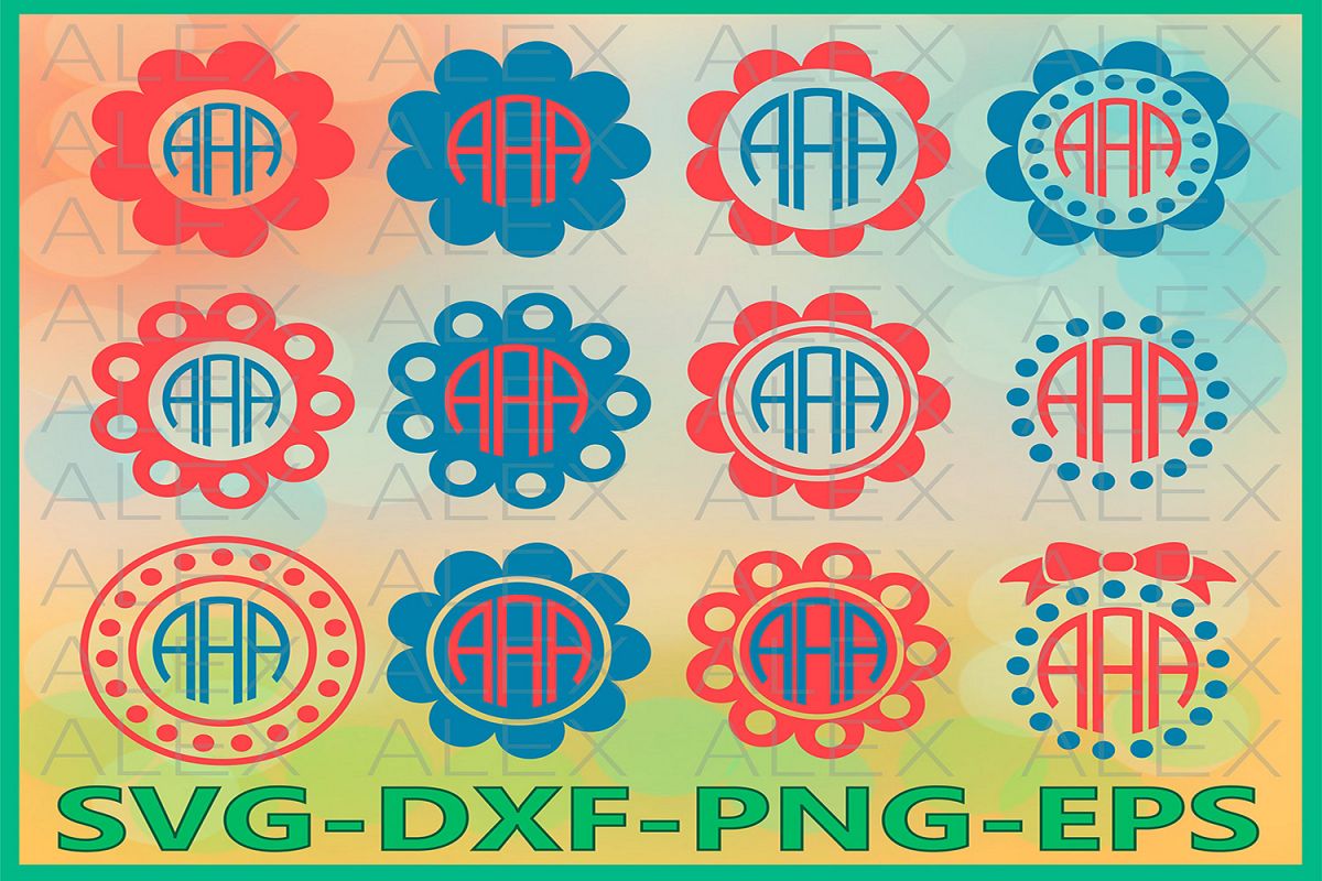 Circle Monogram Frames SVG, Silhouette Studio, Flower Circle example image 1