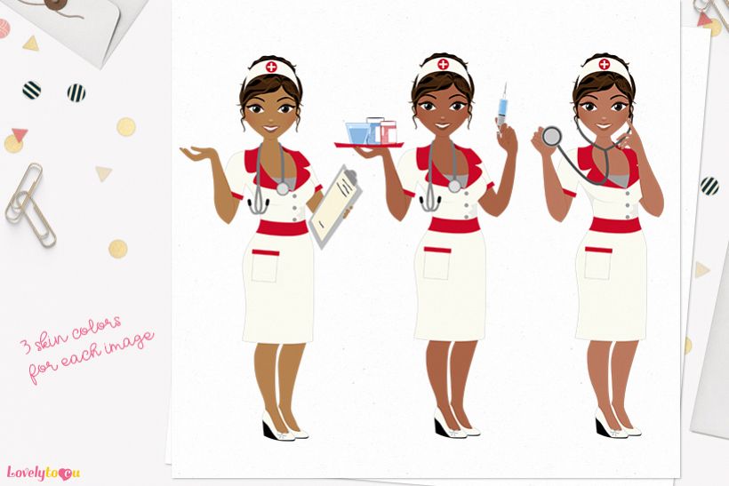 Nurse woman character clip art L402 Cassie example image 1