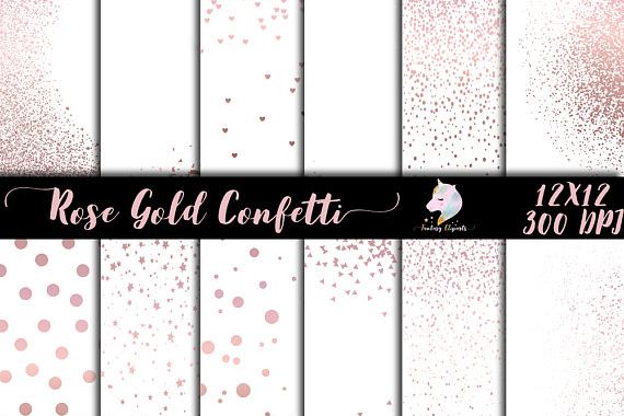 Rose Gold Confetti Overlay Clipart example image 1