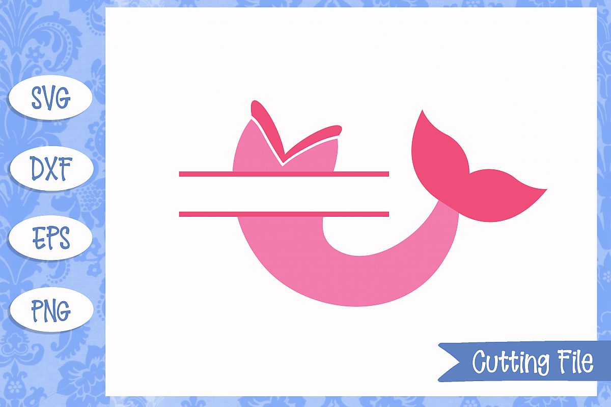 Mermaid split monogram, Mermaid SVG File example image 1