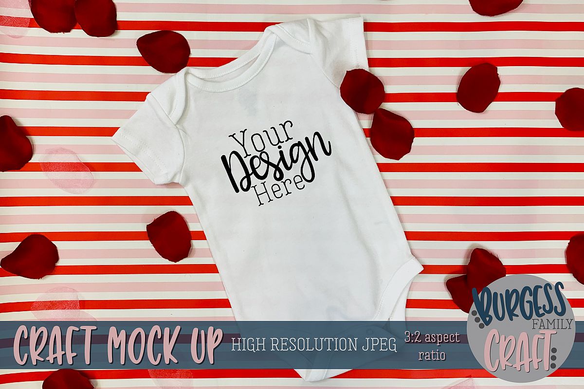 Valentine baby bodysuit on stripes Craft mock up example image 1