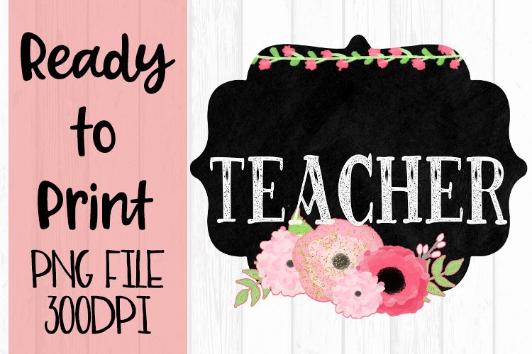 Blank - Add a Name - Teacher Chalkboard and Flowers Ready to example image 1