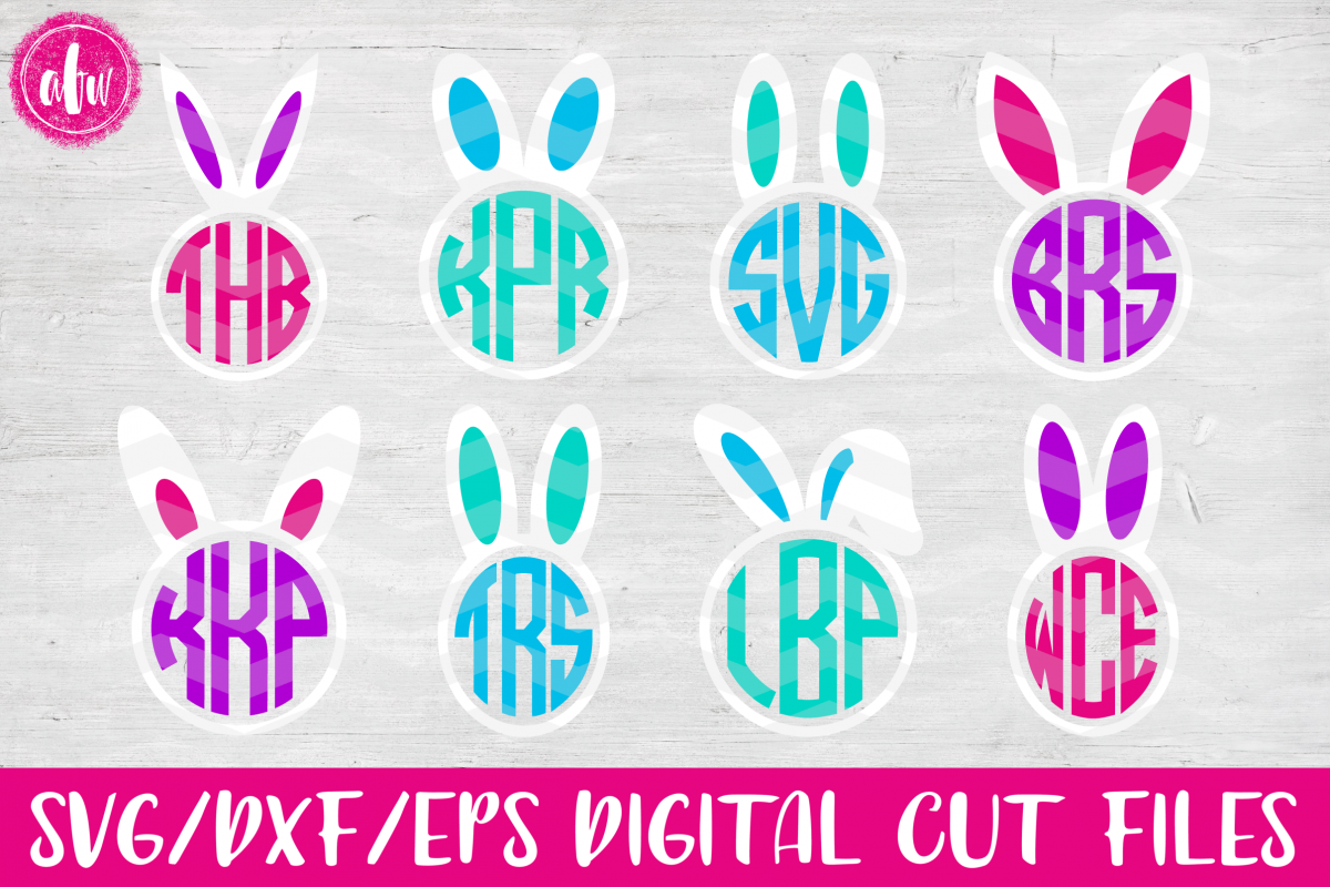 Monogram Bunny Frames - SVG, DXF, EPS Cut Files example image 1