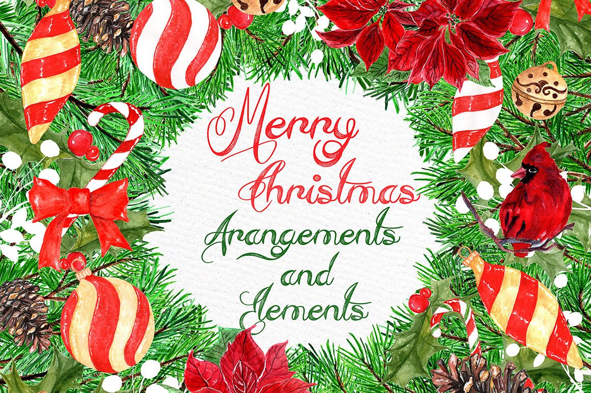 Watercolor Christmas clipart example image 1