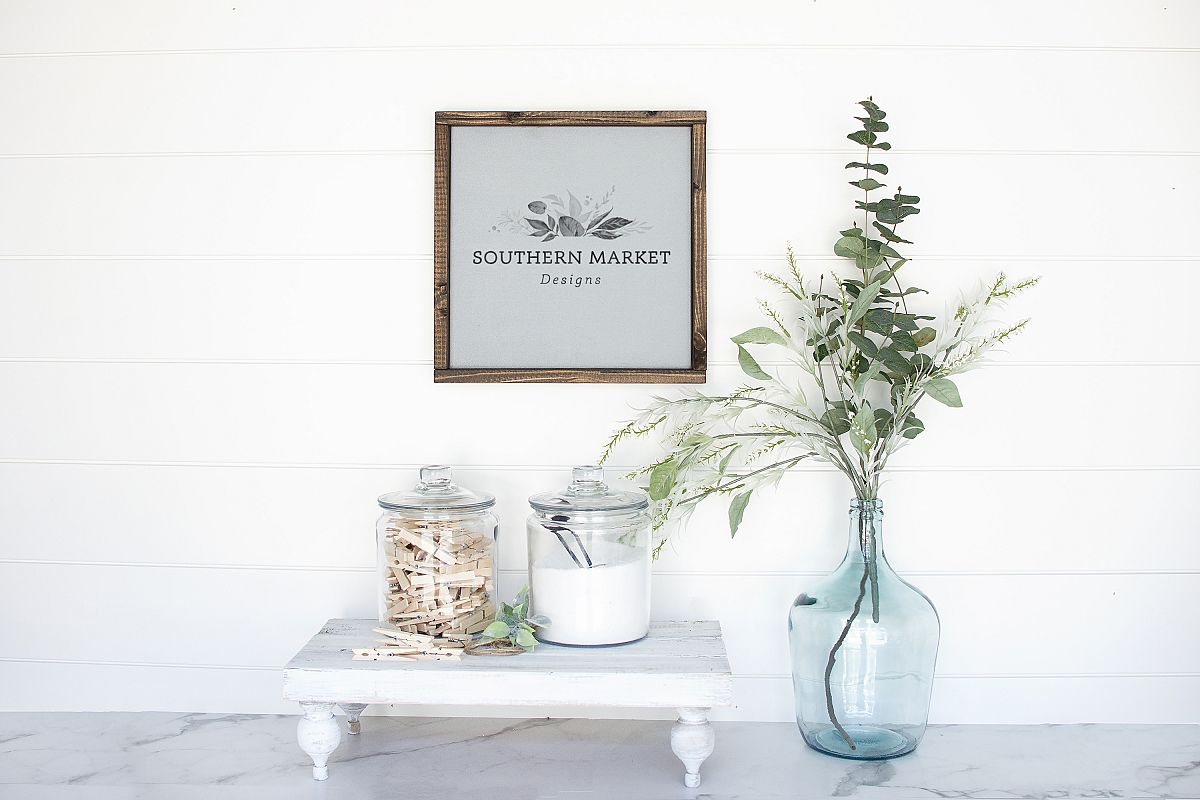 Laundry Room 12x12 Wood Framed Wood Sign Mock Up