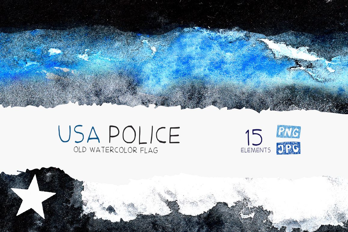 Police flag USA. Watercolor. example image 1