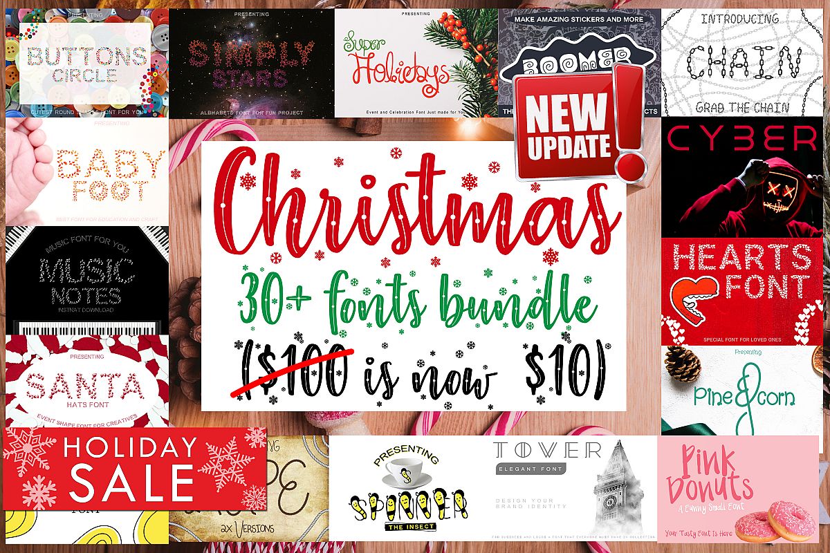 30 Plus Fonts Christmas 2019 Blessed Bundle example image 1