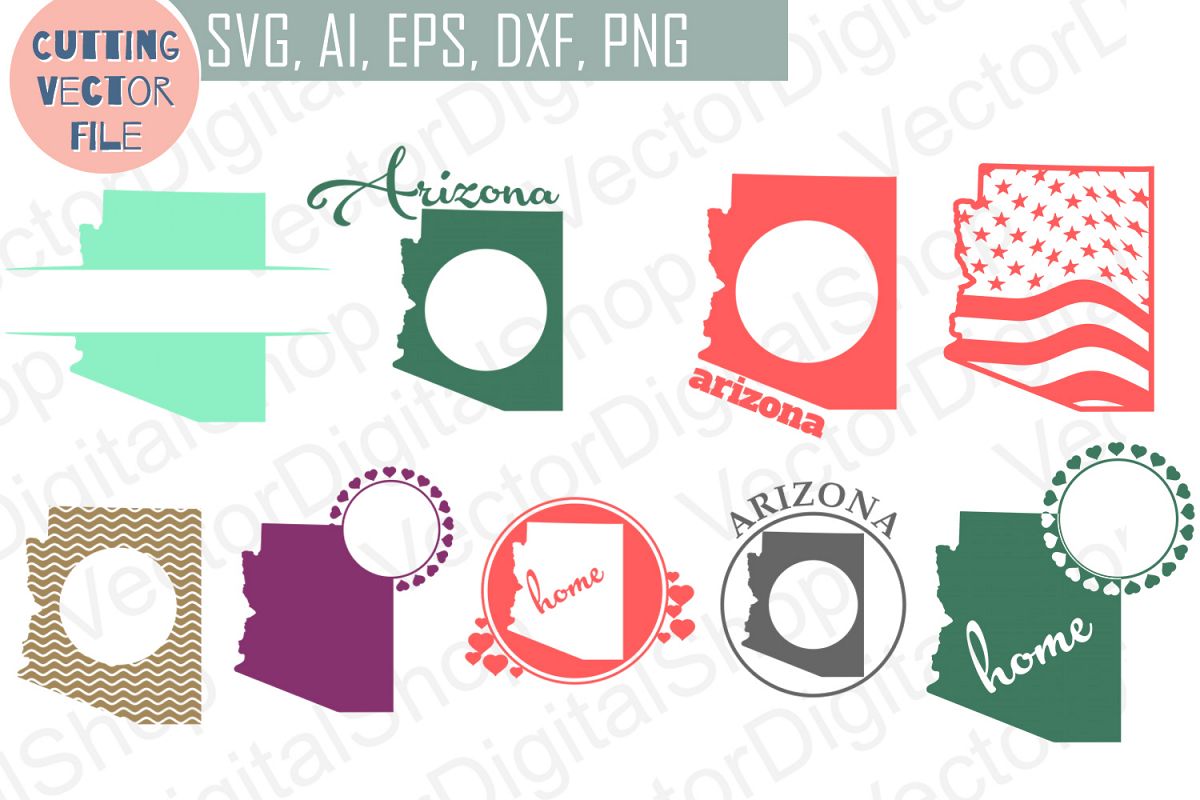 9 Arizona State monograms - cutting files, SVG, PNG, JPG, EPS, AI, DXF example image 1