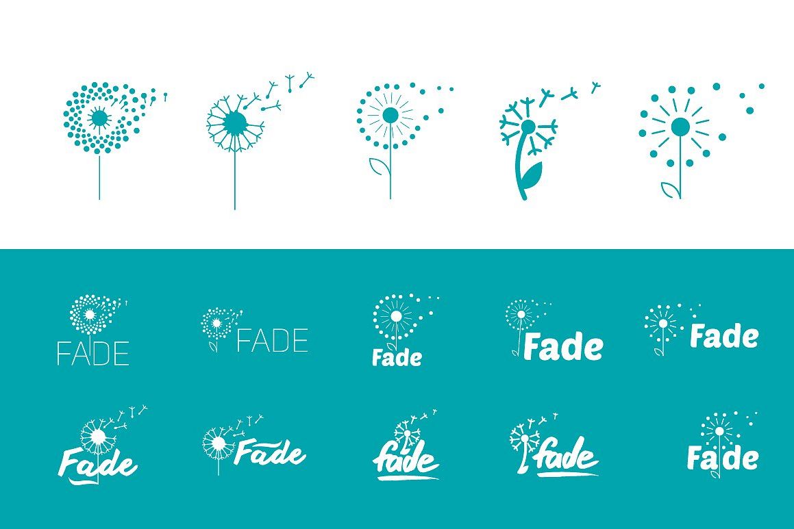 Flat set of fly dandelion symbols example image 1