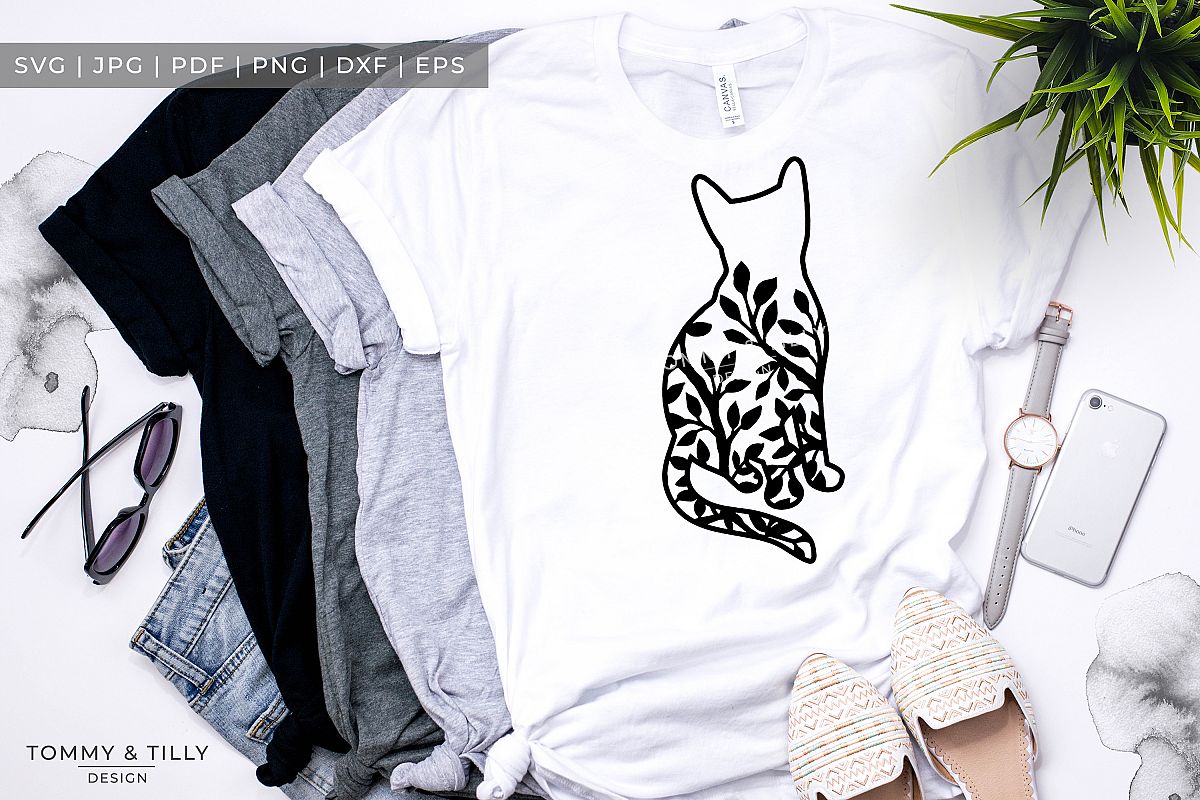 Foliage Cat No. 2 x 3 - Papercut Template SVG EPS DXF PNG P example image 1